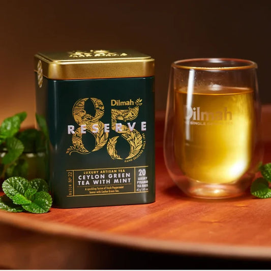 Dilmah 85 Reserve Ceylon Green Tea with Mint Tin Caddy - 20 Luxury Leaf Tea Bags