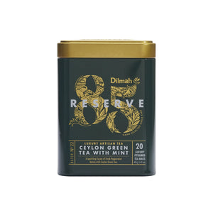 Dilmah 85 Reserve Ceylon Green Tea with Mint Tin Caddy - 20 Luxury Leaf Tea Bags
