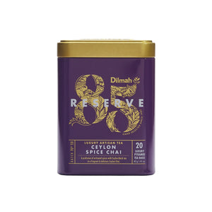 Dilmah 85 Reserve Ceylon Spice Chai Black Tea Tin Caddy - 20 Luxury Leaf Tea Bags