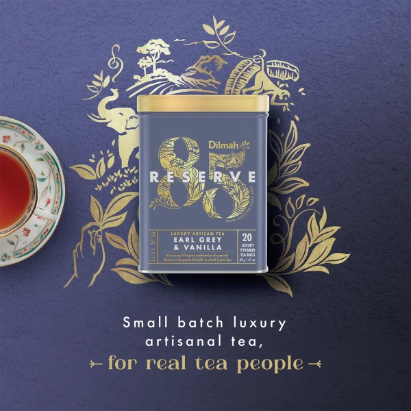 Dilmah 85 Reserve Earl Grey & Vanilla Tea Tin Caddy - 20 Luxury Leaf Tea Bags