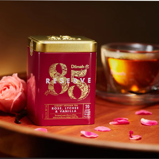 Dilmah 85 Reserve Rose Lychee & Vanilla Tea Tin Caddy - 20 Luxury Leaf Tea Bags