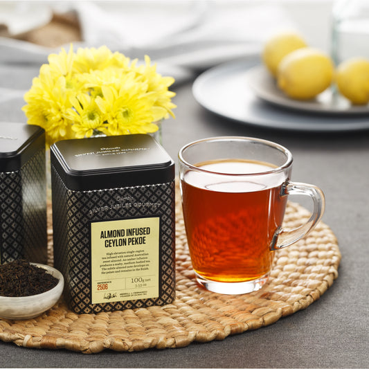 Dilmah Silver Jubilee Gourmet Almond Infused Ceylon Pekoe – 100g tin caddy