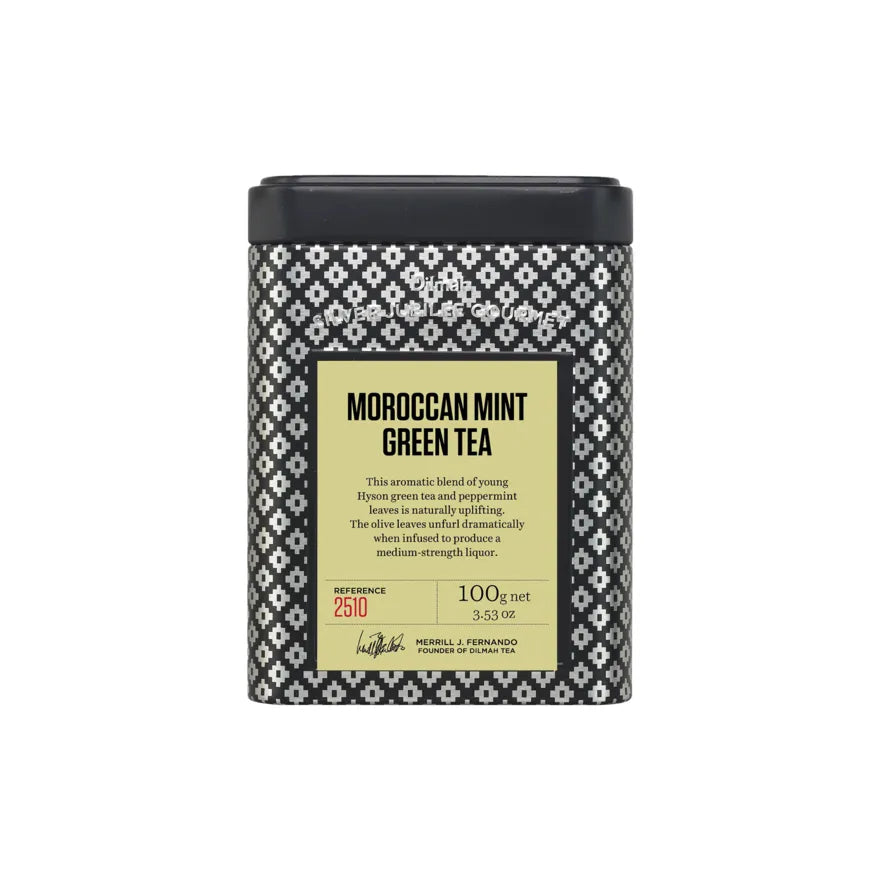 Dilmah Silver Jubilee Gourmet Moroccan Mint Green Tea – Loose Leaf Tin Can