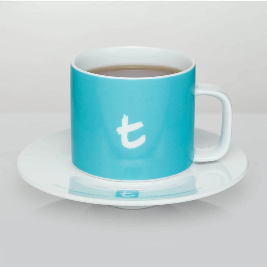 t-Series Mug & Saucer - 250ml (Sky Blue, Lime Green, Cherry Red)