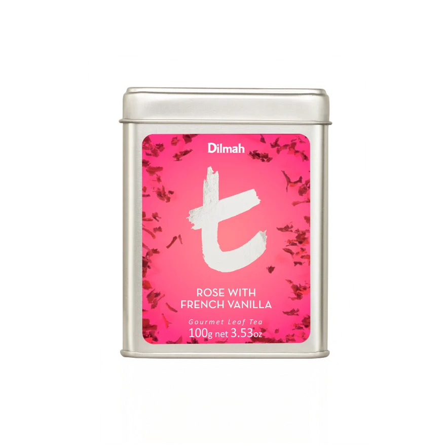 Dilmah t-Series Rose with French Vanilla Ceylon Black Tea Tin Caddy