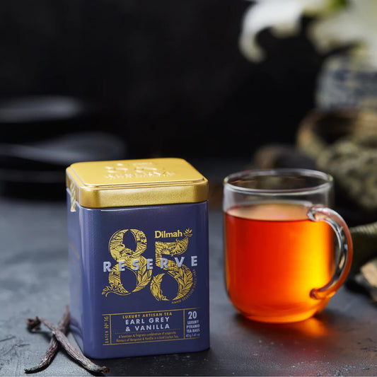 Dilmah 85 Reserve Earl Grey & Vanilla Tea Tin Caddy - 20 Luxury Leaf Tea Bags