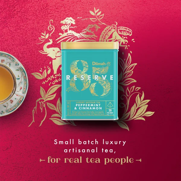 Dilmah 85 Reserve Peppermint & Cinnamon Tea Tin Caddy - 20 Luxury Leaf Tea Bags