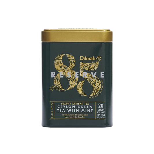 Dilmah 85 Reserve Ceylon Green Tea with Mint Tin Caddy - 20 Luxury Leaf Tea Bags