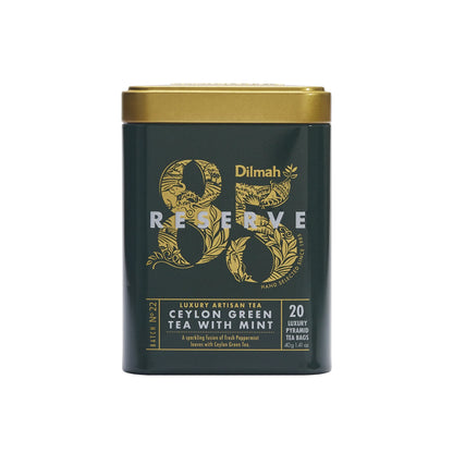 Dilmah 85 Reserve Ceylon Green Tea with Mint Tin Caddy - 20 Luxury Leaf Tea Bags