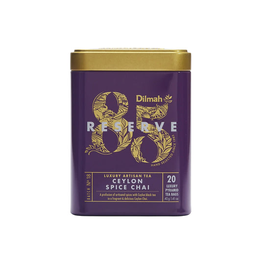 Dilmah 85 Reserve Ceylon Spice Chai Black Tea Tin Caddy - 20 Luxury Leaf Tea Bags