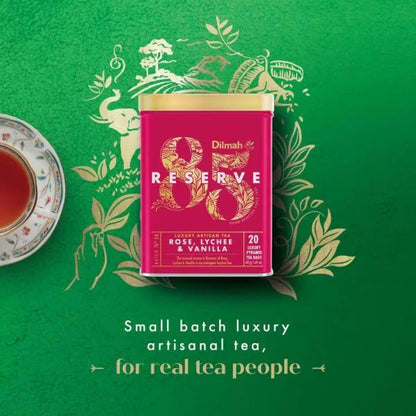 Dilmah 85 Reserve Rose Lychee & Vanilla Tea Tin Caddy - 20 Luxury Leaf Tea Bags