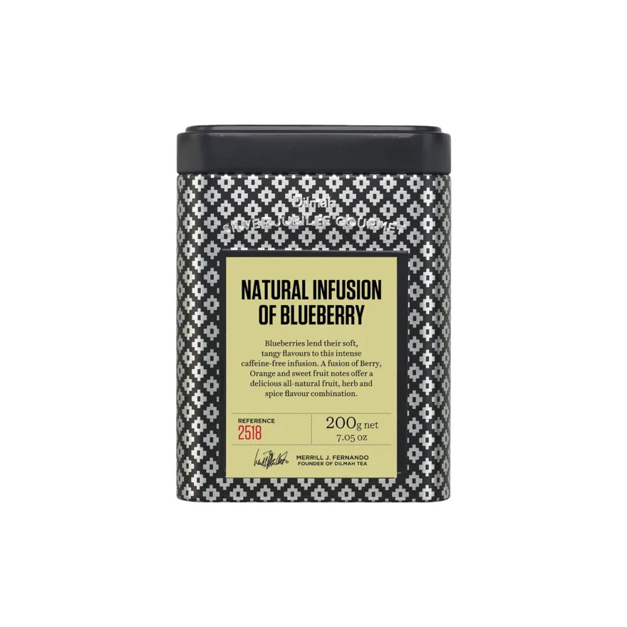 Dilmah Silver Jubilee Gourmet Natural Infusion Of Blueberry Loose Leaf Tea Tin Can