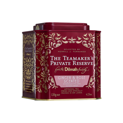Dilmah The Teamaker’s Private Reserve Ginger & Rose Scented Dombagastalawa Estate Ceylon Black Tea Caddy-120g Loose Leaf