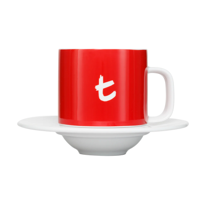 t-Series Mug & Saucer - 250ml (Sky Blue, Lime Green, Cherry Red)