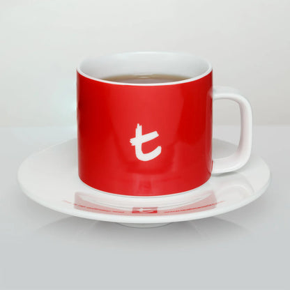 t-Series Mug & Saucer - 250ml (Sky Blue, Lime Green, Cherry Red)
