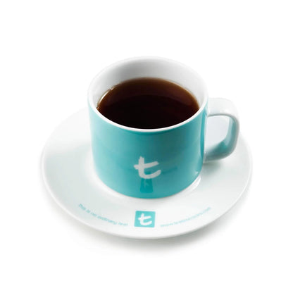 t-Series Mug & Saucer - 250ml (Sky Blue, Lime Green, Cherry Red)